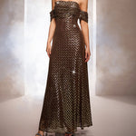 Sleeveless Off-the-shoulder Bodycon Sequined A-line Evening Gown