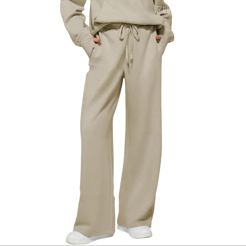 Half Zip Long Sleeve Sweatshirt And Wide Leg Pants Set