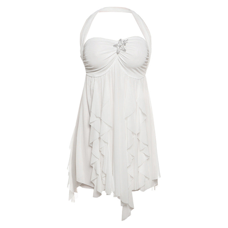 Bold & Beautiful: Halter Neck Backless Mini Dress - white