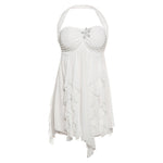 Bold & Beautiful: Halter Neck Backless Mini Dress - white
