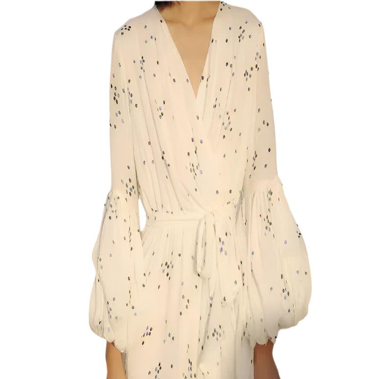 Floral Lantern Sleeve Maxi Dress