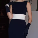 Black And White Contrast Bow Sleeveless Midi Dress
