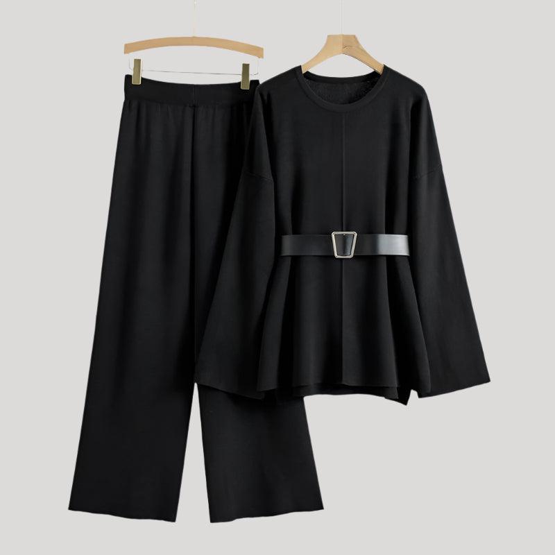 Wide Leg Pants Loose Temperament Two - Piece Set