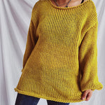 Boat Neck Dropped Shoulder Sweater - runwayfashionista.com