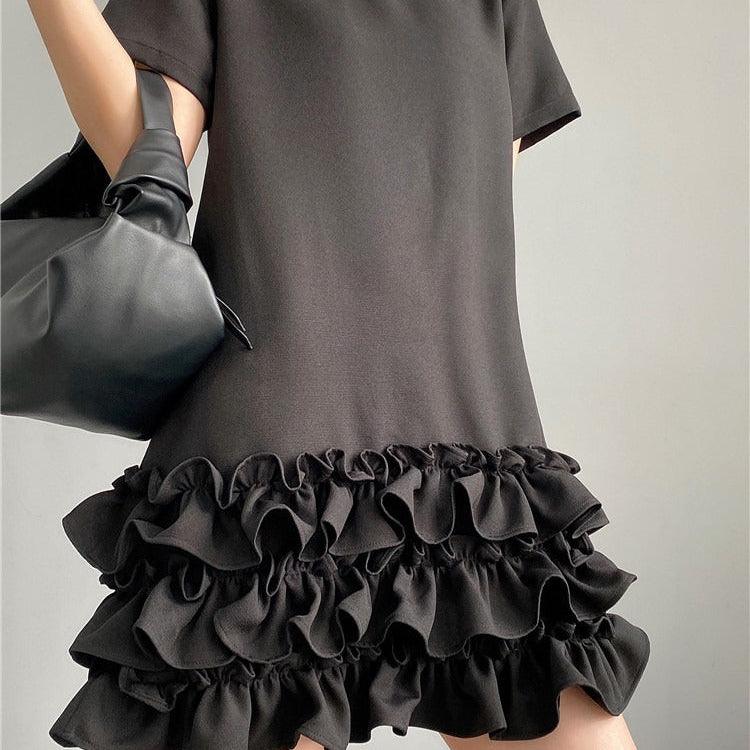 Hepburn Style Ruffle Edge Dress