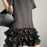 Hepburn Style Ruffle Edge Dress