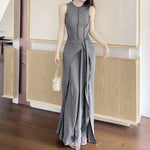 French high-end fake two piece sleeveless vest dress