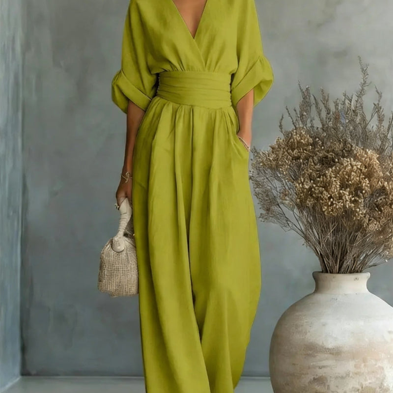 Short-Sleeved Jumpsuit - green