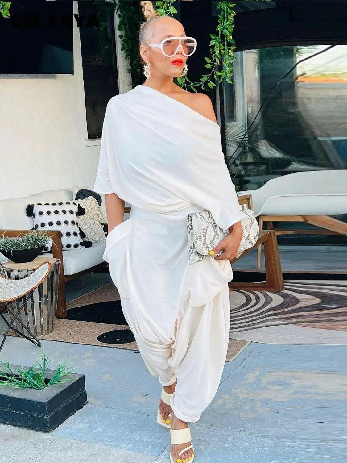 Off Shoulder Draped Haren Jumpsuit - runwayfashionista.com