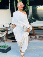 Off Shoulder Draped Haren Jumpsuit - runwayfashionista.com