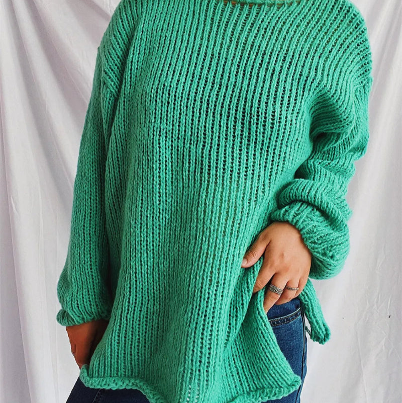Boat Neck Dropped Shoulder Sweater - runwayfashionista.com