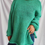 Boat Neck Dropped Shoulder Sweater - runwayfashionista.com