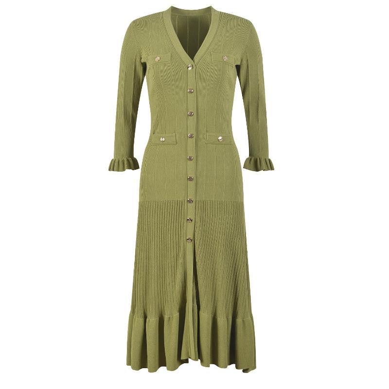 Green Knitted Sweater Dresses