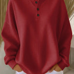 Ins Waffle Long-sleeved T-shirt -red