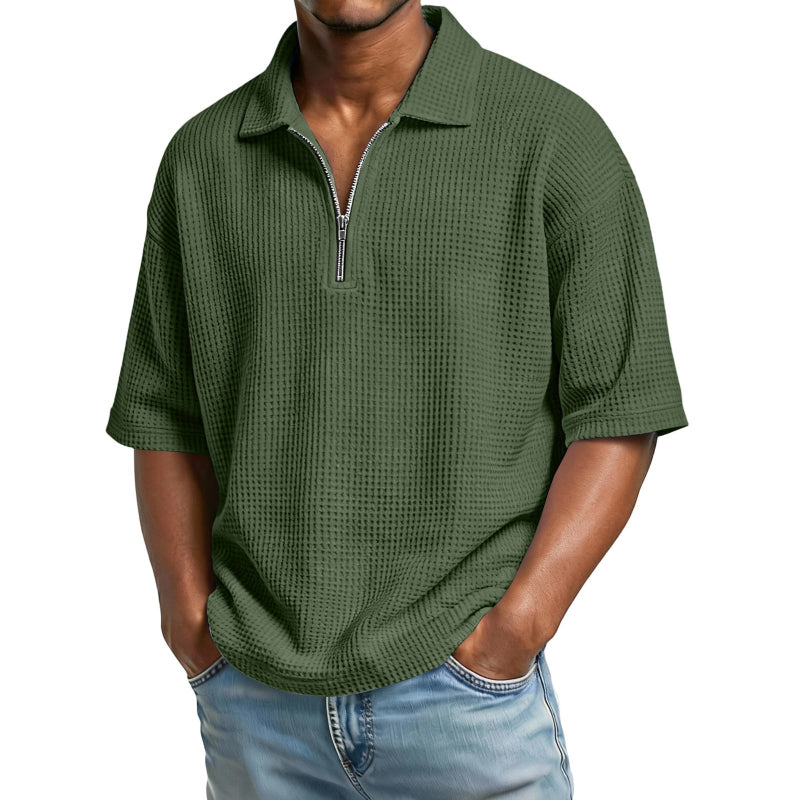 Waffle-Weave Short-Sleeved Shirts - runwayfashionista.com