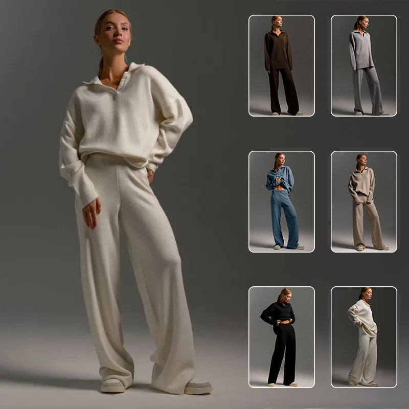Cozy Chic Knit Pullover & Straight-Leg Pant Set