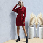 Velvet Knit Turtleneck: Sophisticated Long Dress