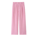 Single Button Blazer & Pleated Wide Leg Pants 2-Piece Suit Set