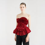 Slash Neck Sleeveless Strapless Party Blouses red