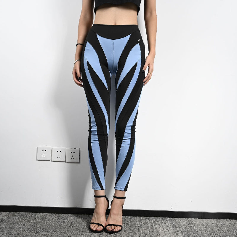 High waisted elastic leggings - Blue