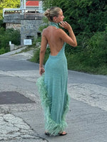 Shiny Mock Turtleneck Halter Dresses