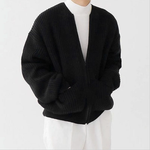 Zip Up Knitted Cardigan - black