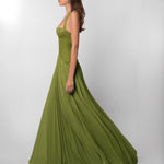 Backless Ruched Strapless Maxi Dress - green