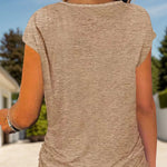 Full Size Half Zip Cap Sleeve T-Shirt -runwayfashionista.com