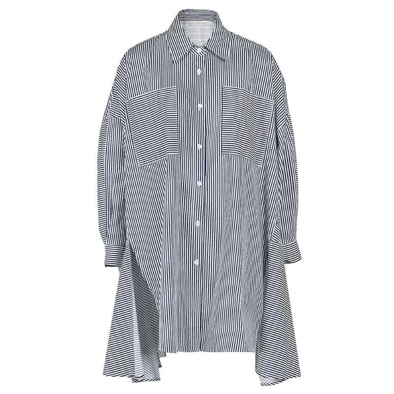Loose Silhouette Long Striped Shirt