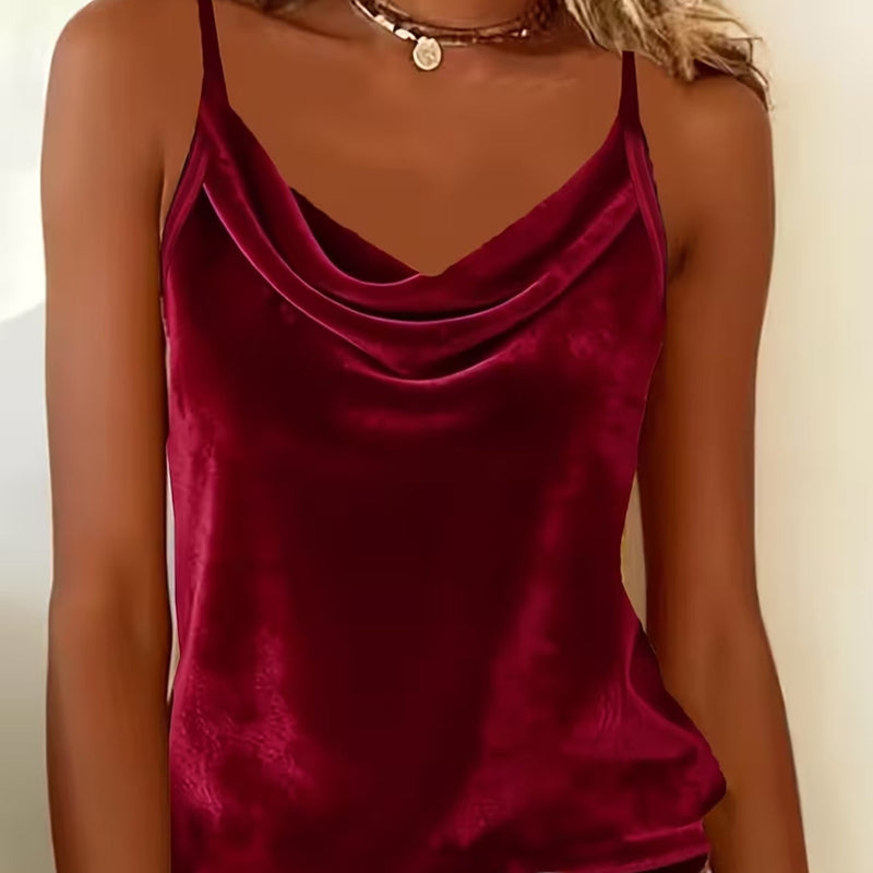 Velour Sleeveless Tops - red