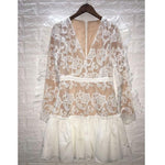 V-neck Ruffle Lace Mini Dress