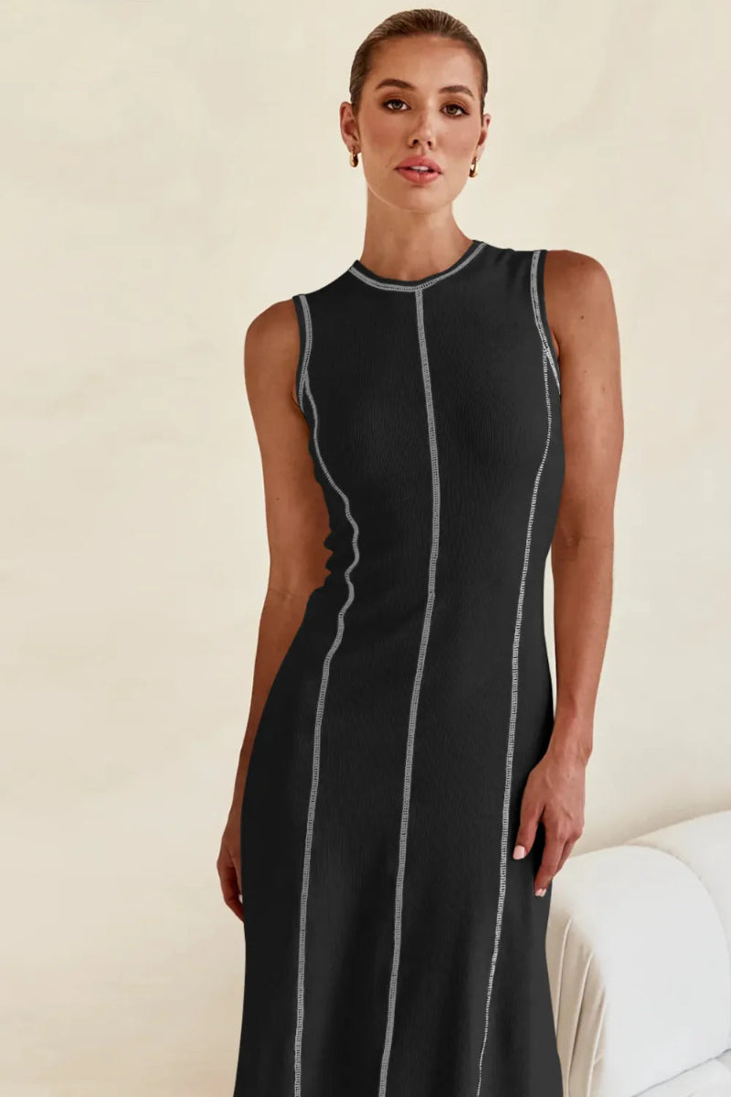 Contrast Stitching Maxi Tank Dress