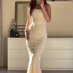 Embroidered Strapless Dress Sets