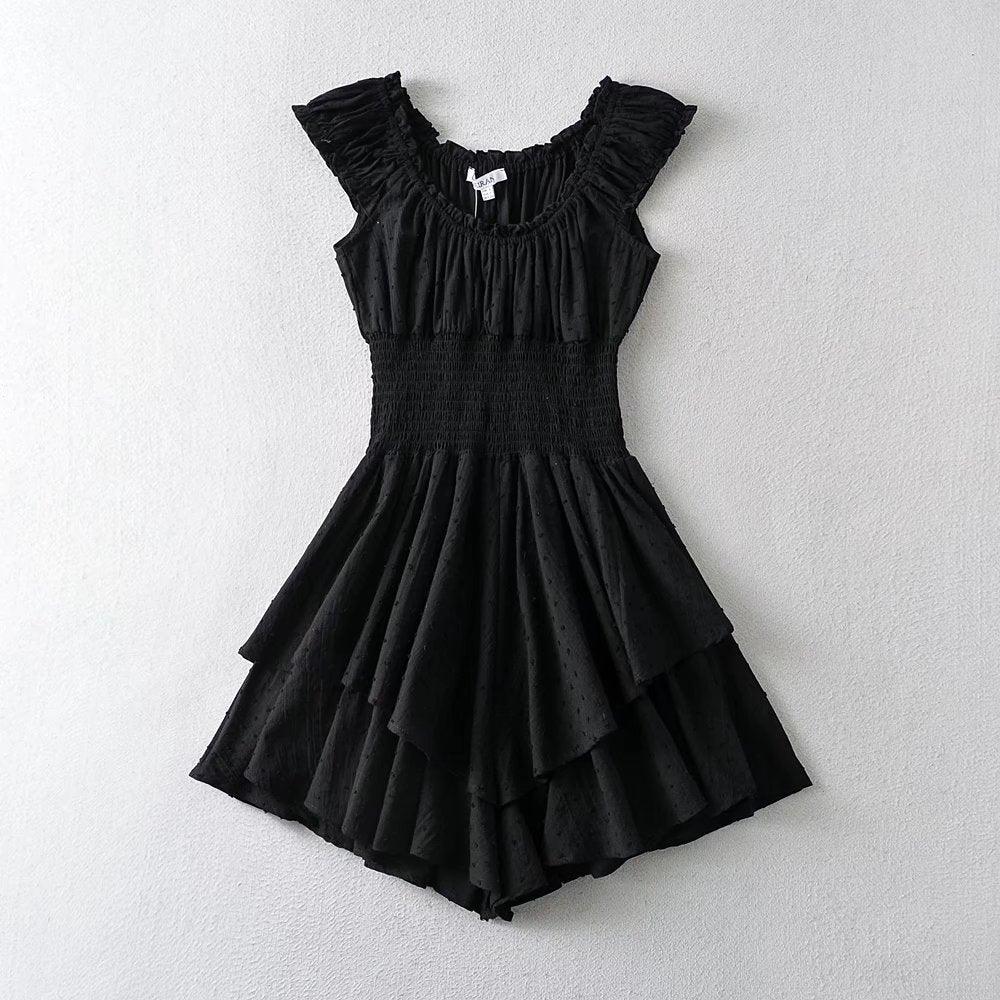One-Shoulder Elastic WaistRomper - runwayfashionista.com