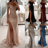Party Sequins Off-neck Split Maxi Dress