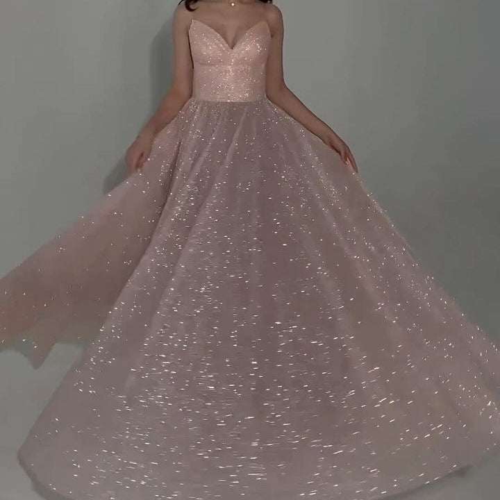 Sequined Backless Evening Maxi Dress