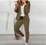 Ladies Fashion OL Office Trousers Suit - brown