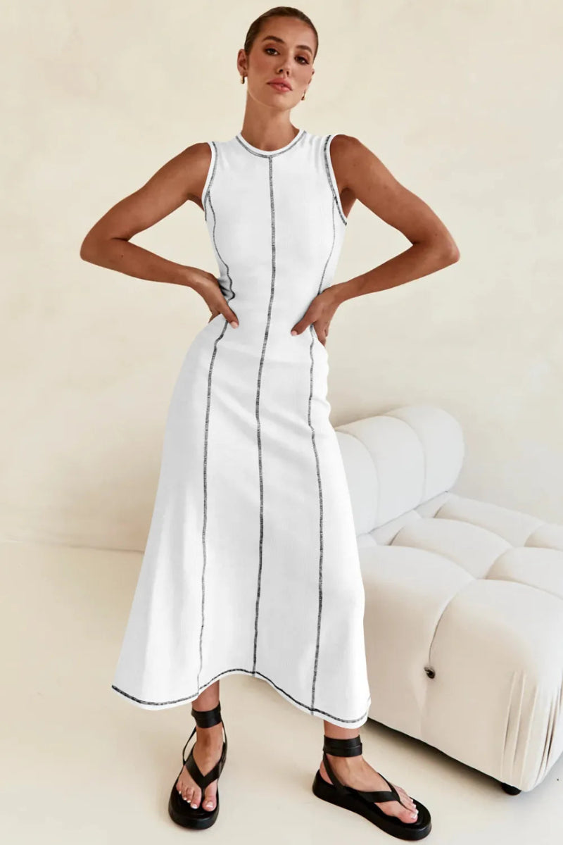 Contrast Stitching Maxi Tank Dress