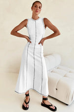 Contrast Stitching Maxi Tank Dress