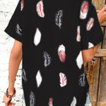 Printed Collared Neck Short Sleeve Blouse - runwayfashionista.com