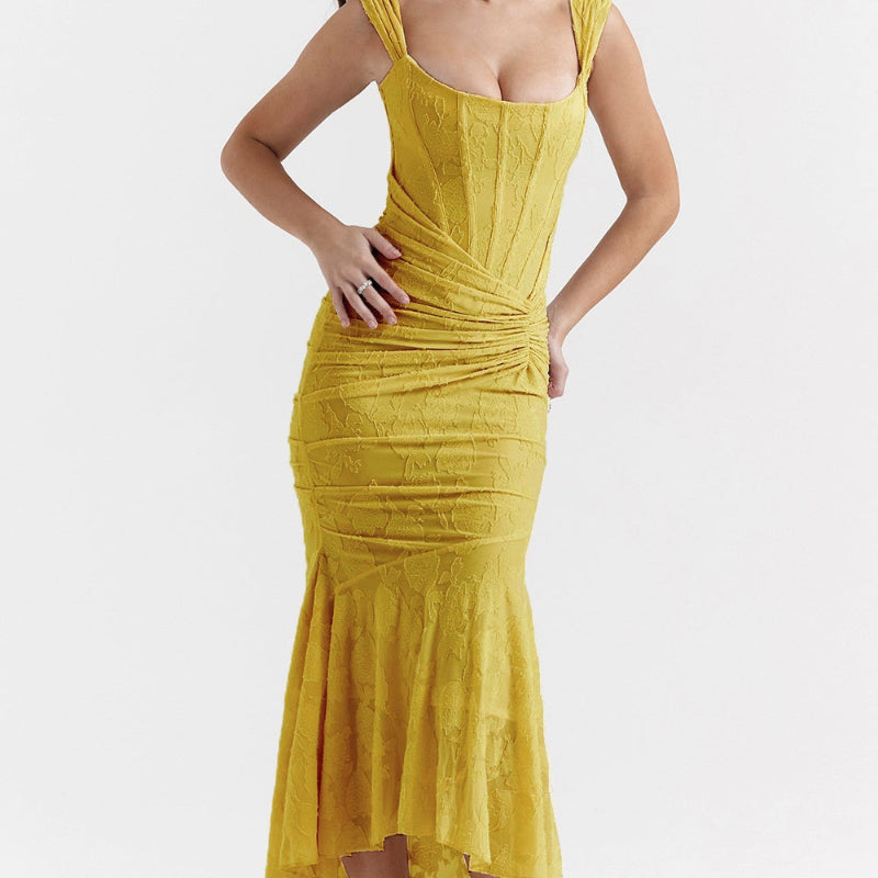 Off-shoulder Backless Sexy Evening Midi Dress