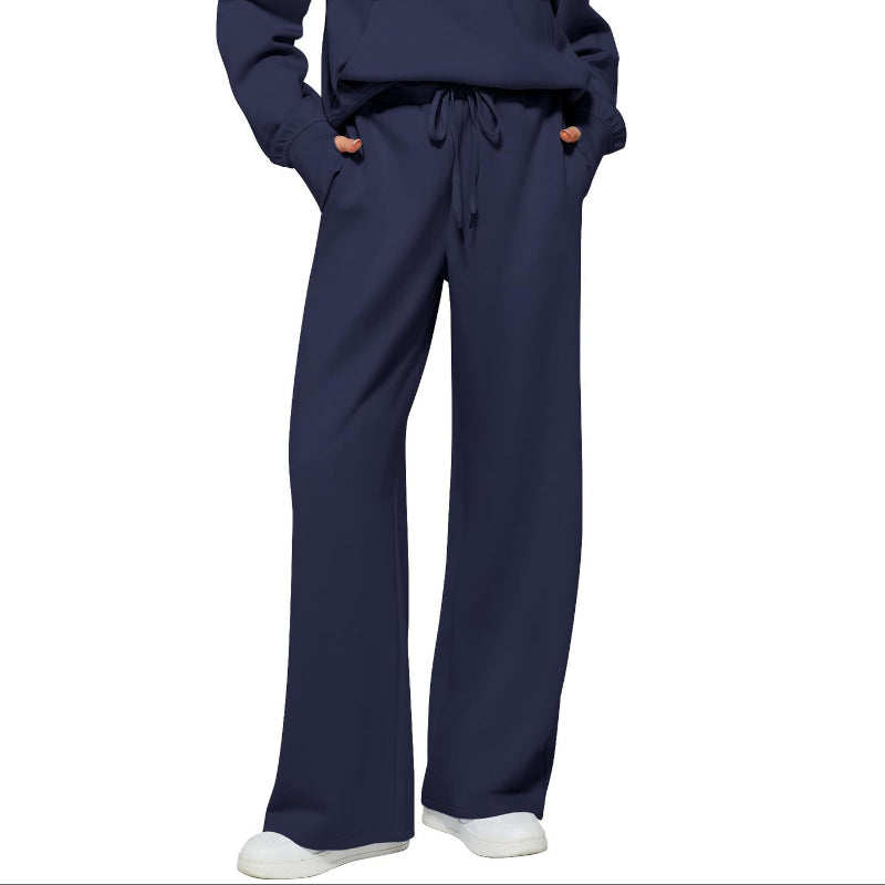 Half Zip Long Sleeve Sweatshirt And Wide Leg Pants Set