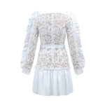 V-neck Ruffle Lace Mini Dress