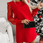 Elegant Mesh Sleeve Midi Dress