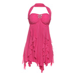 Bold & Beautiful: Halter Neck Backless Mini Dress - pink