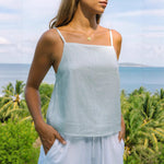 Sculptural Summer Chic | The High-End One-Shoulder Linen Reveal - light blue