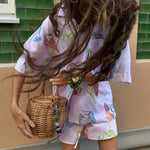 Tropical Print Linen Blend Shirt & Shorts Co-ord Set