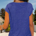 Full Size Half Zip Cap Sleeve T-Shirt -runwayfashionista.com