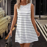 Stylish Mid-Length A-Line Dress - white