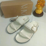 Straight-Line Belt Buckle Sandals